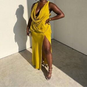 Gold Satin Maxi Dress